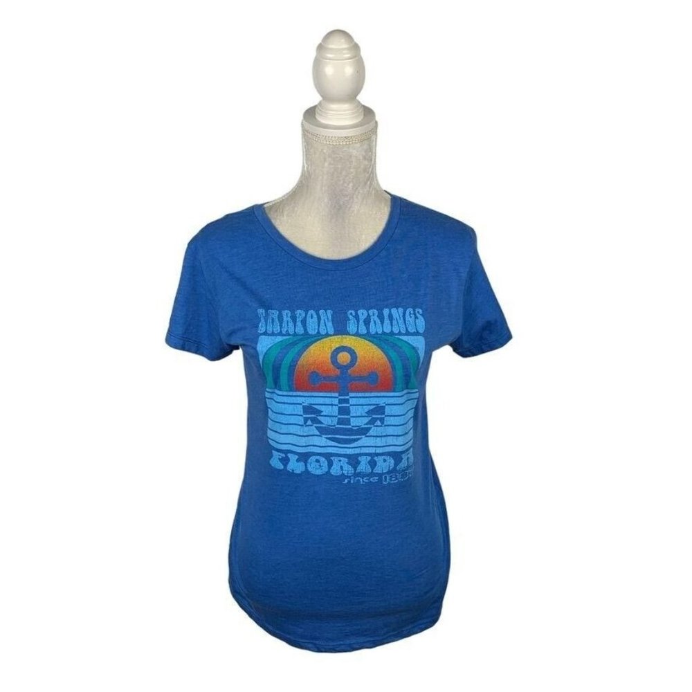 Tarpon Springs Florida Retro Graphic T-shirt Souvenir Tourist Travel Blue L